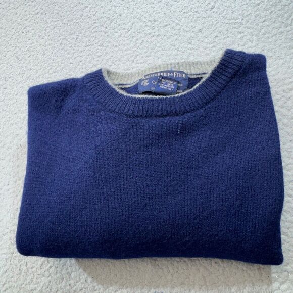 Vintage Abercrombie & Fitch Sweater Men Large Blue  Lambswool Country Crew 90s - Picture 12 of 13